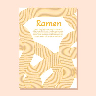 Erişte ramen sarısı desenli poster şablonu. Makarna dalgalı arka plan. İtalyan spagettisi, makarna illüstrasyonu