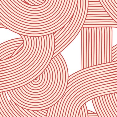 Erişte ramen kusursuz desen. Kırmızı dalga çizgileri ile tekrarlanan arkaplan.