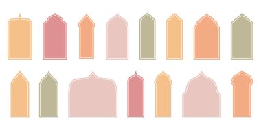 Modern Boho Renkleri Oriental Style Windows and Arches koleksiyonunu geliştirir. Minimalist Tasarım Elementleri Zarif bir Estetik Oluştur.