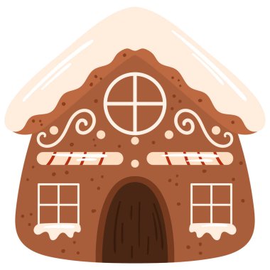 Geleneksel zencefilli kurabiye. Kırmızı ve beyaz jöleli ev