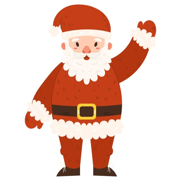 Santa Claus Saluda Con Mano — Vector de stock