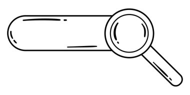 Araştırma Çerçevesi ve Büyüteç Çizimi ile Doodle Tarzı Siyah ve Beyaz Arama Çubuğu.