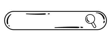 Siyah ve Beyaz Araştırma Oval Çerçevesi ve Büyüteçle El Çizimi Arama Çubuğu.