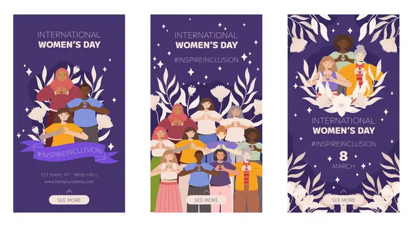 Iwd Inspire Campaña Inclusión Día Internacional Mujer 2024 Colección Plantillas — Vector de stock
