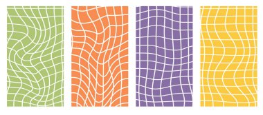 Dikey Sosyal medya hikayeleri ya da Banner Checkerboard Arkaplanı üzerine kurulu. Estetik Y2K Soyut Desen, 70 'ler Titreşimleri