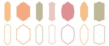 İslam 'ın geleneksel pencere tasarımları. Cami Müslüman çerçevelerinin hem silueti hem de ana hatlarıyla toplanması.