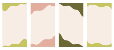 Dikey hikayeler ve tanıtım sitesinde başlıklar ve dipnotlar için uygun çeşitli şekillerin toplanması. Düz vektör biçiminde yaratıcı tasarım için dekoratif çerçeve ögesi. Bohem doğal renk şeması.