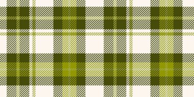 Ekose desenli, yeşil ve beyaz tonlarda klasik bir desen. Kesişen çizgiler ve kareler geleneksel bir tartan görünümü yaratır..