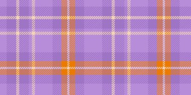 Kalın Geometrik Tasarımda Krem Aksanlı Kusursuz Mor ve Turuncu Tartan Kalıpları