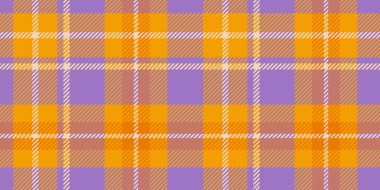 Canlı turuncu ve mor ekose desenli kalın kesişen çizgiler.