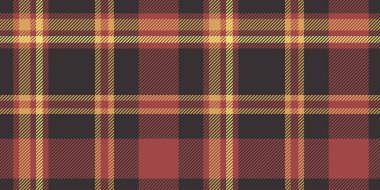 Kalın ve Klasik Tekstil Tasarımı ve Sonbahar Temalı Dekoratif Arkaplanda Kusursuz Siyah, Kırmızı ve Sarı Ekoseli Kalıp