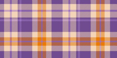 Bej, mor ve turuncu renklerin harmonik karışımından oluşan kusursuz bir ekose desen. Modern bir klasik ile tekstil tasarımı, moda, geçmiş ve yaratıcı projeler için idealdir..