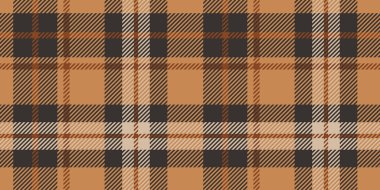 Sonbahar Tekstil ve Dekoratif Arkaplanda Klasik Damalı Tasarım 'da Krem ve Kahverengi Aksanlı Kusursuz Turuncu ve Siyah Ekoseli Kalıp