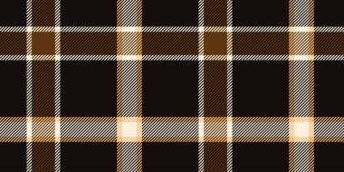 Kusursuz siyah, kahverengi ve çapraz çizgili krem rengi ekose desenli. Kumaş, duvar kağıdı veya dijital arkaplan için geometrik kareli tasarım. Tekrarlanabilir tekstil dokusu