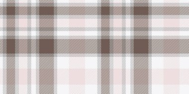 Kusursuz kahverengi, beyaz ve çapraz çizgili pembe ekose desenli. Kumaş, duvar kağıdı veya dijital arkaplan için geometrik kareli tasarım. Tekrarlanabilir tekstil dokusu.