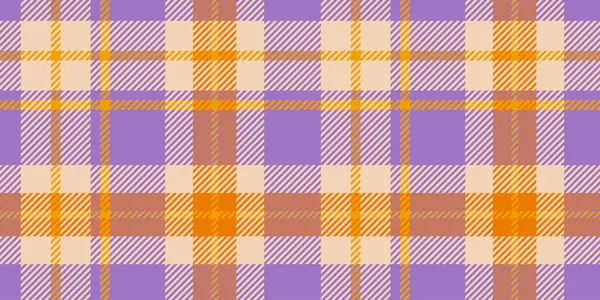 Koyu bir ekose desenli, mor ve turuncu renkleri bej renkler ile kesişen, çapraz çizgiler ve kareler halinde, tekstil ve dekor için canlı ve modern bir tasarım yaratan bir ekose deseni..