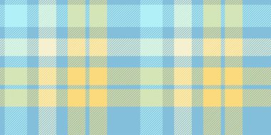 Açık mavi ve sarı ekose desenli, yaz temalı tekstil, moda ve dekor için ideal.