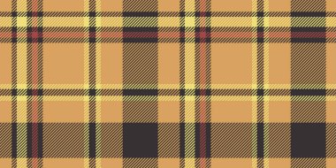 Çarpıcı bir tartan deseni kahverengi, sarı ve kırmızı tonlarda, kalın kesişen çizgiler ve kareler, tekstil veya dekoratif amaçlar için uygun canlı bir geometrik tasarım yaratıyor..