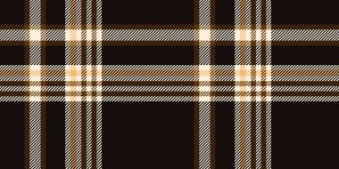 Klasik Geometrik Tasarımda Bej ve Krem Aksanlı Kusursuz Siyah ve Kahverengi Tartan Deseni