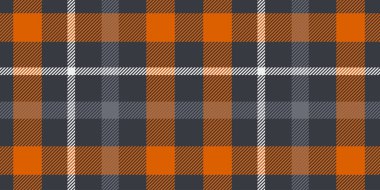 Kalın Geometrik Tasarımda Beyaz Aksanlı Kusursuz Gri ve Turuncu Tartan Kalıpları