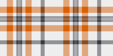 Kusursuz turuncu, gri ve beyaz ekose desenli, temiz çizgiler ve parlak aksanlı modern tasarımlar, tekstil ve mevsimsel dekorlar için ideal..