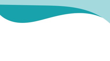 Kavisli turkuaz dalgalı ve şeffaf arkaplanlı soyut başlık şablonu. Minimalist ağ başlığı. Düz çizgi film tarzında stok vektör illüstrasyonu