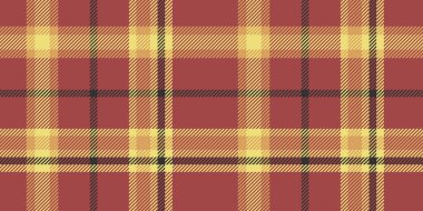Siyah aksanlı koyu kırmızı ve sarı renkler içeren kusursuz bir tartan deseni klasik dokuma dokusunu oluşturuyor. Tekstil tasarımları, dijital projeler veya kırsal yaratıcı uygulamalar için ideal.