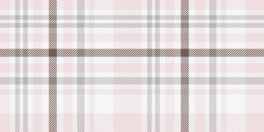 Yumuşak Pembe, Beyaz ve Gri Ekose desenli Tekstil Tasarımı ve Ev Dekoru için İnce Kahverengi Aksanlı