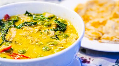 Geleneksel Tayland yeşil körisi. Tayland yemeklerinin en iyisi.