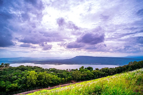 stock image Serene Wilderness Majestic Mountains, River or Leak, and Meadow nature background