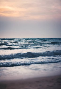 Calm Sea at Sunset: Minimalist Beach Photography clipart