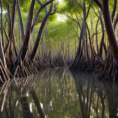 Underwater Jungle: The Role of Mangrove Roots in Supporting Marine Life clipart