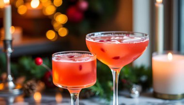 Sips of the Season: Colorful Christmas Cocktails with a Sparkling Backdrop clipart