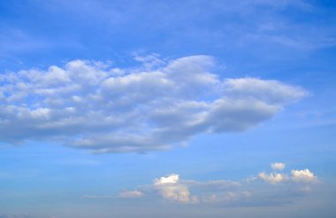 A picturesque view of a vibrant blue sky adorned with fluffy white clouds. This serene image captures the beauty of nature and is ideal for backgrounds, weather themes, or tranquil outdoor concepts clipart