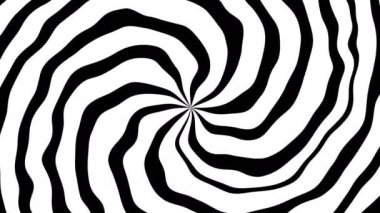 Monokromatik Dönen Sarmal Kusursuz Döngü. Siyah ve beyaz hipnoz spiral animasyon arka planı. Yüksek kalite 4k görüntü