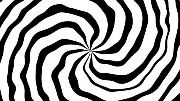 Lazo Giratorio Monocromático Sin Costura Espiral Fondo Animado Espiral Hipnosis — Vídeo de stock