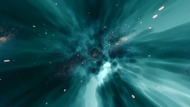 Time Warp Traveling Wormhole Waktu Perjalanan Melalui Bidang Bintang Galaksi — Stok Video