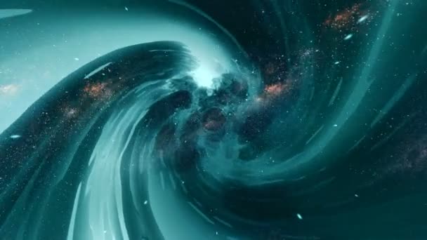 Warp Čase Putuje Červí Dírou Cestování Časem Hvězdnými Poli Galaxii — Stock video