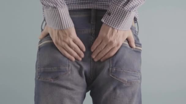 Man Experiencing Discomfort Due Painful Haemorrhoids Evidently Unhealthy State High — Stock video