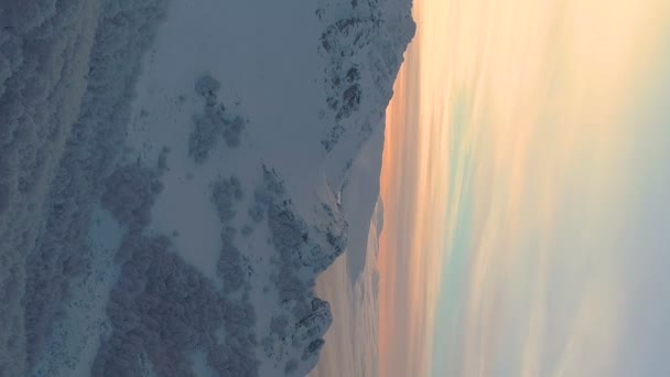 Magical Winter Sunset Foggy Mountain Botev Peak Bulgaria High Quality — Video
