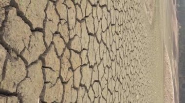 dried up dam in bulgaria ecology concept effect of global warming vertical video. High quality FullHD footage