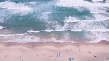 top drone view of wild camping beach with beautiful scenery. High quality 4k footage