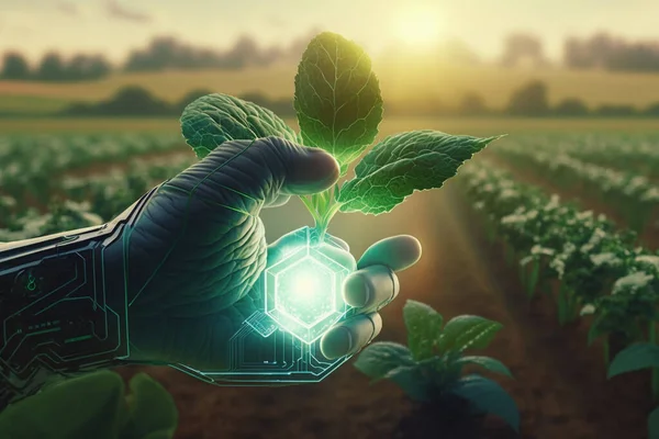 Harvesting the Power of Technology: Advancing Agriculture with AI and 5G created with generative ai technology. High quality illustration