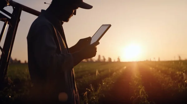 The Digital Farmer: Empowering Sustainable Agriculture with AI and 5G created with generative ai technology. High quality illustration