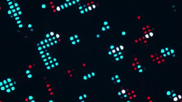 Abstract Digital Background Glowing Red Blue Pixels Black Backdrop High — Stock Video