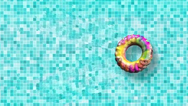 Looping Animation Turquoise Pool Com Lifesaver Ring Imagens Alta Qualidade — Vídeo de Stock