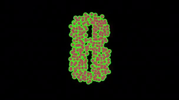 Neonově Zelené Tmavě Fialové Bubliny Odpočítávání Izolovaných Černém Pozadí Vysoce — Stock video