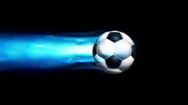 Siyah üzerine izole edilmiş futbol topu hiper hızda uçuyor. Yüksek kalite 4k görüntü
