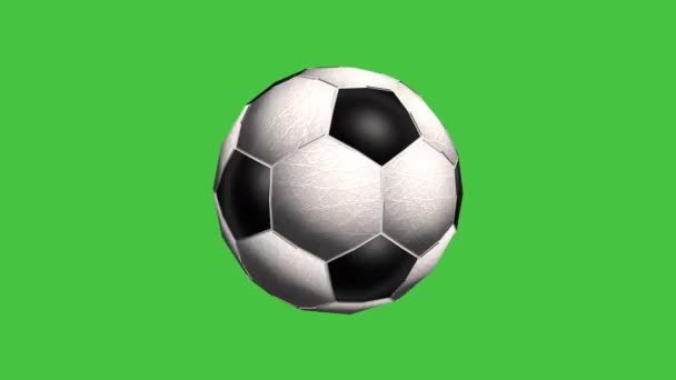 Dönen Futbol Topu Yeşil Ekranda Izole Edilmiş Futbol Topu Yüksek — Stok video