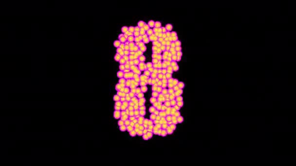 Žlutá Růžová Bublina Odpočítávání Izolované Černém Pozadí Vysoce Kvalitní Záběry — Stock video